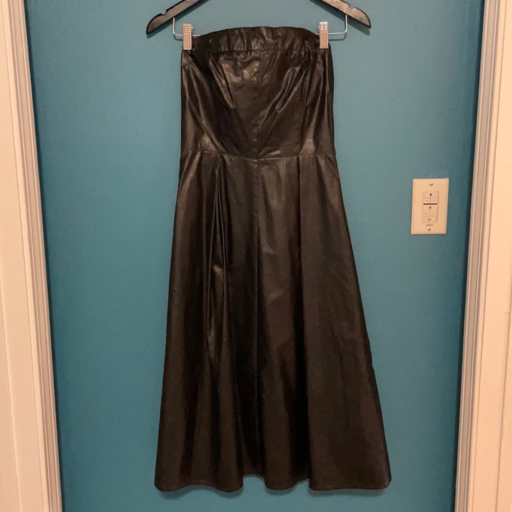 Faux Leather Tea Length Dress